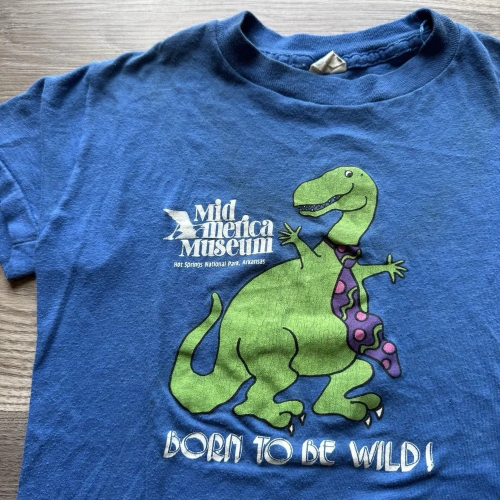 VTG 80s Mid America Museum Dinosaur Kids Youth T Shirt L USA Single Stitch Ched